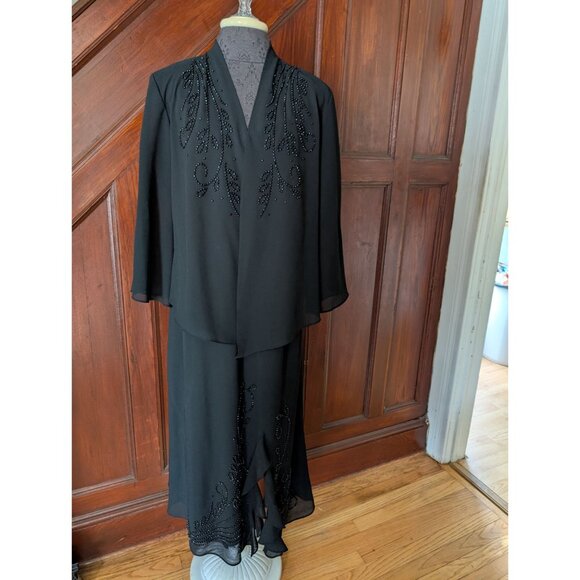 R&M Richards Black Beaded Formal Dress Jacket 14P  Womens Elegant Evening Wear - Picture 1 of 7